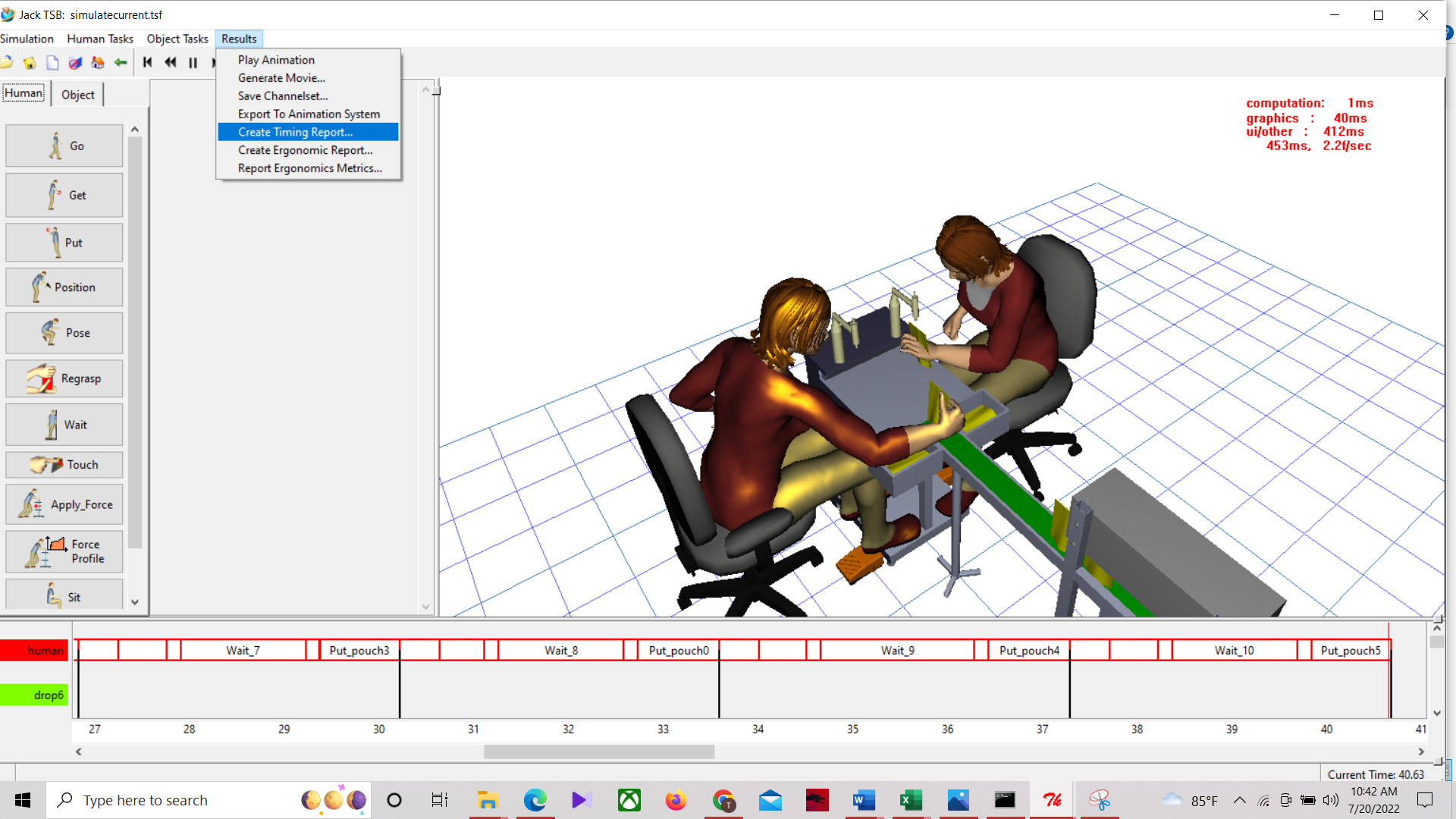 Tecnomatix Jack workstation ergonomic simulation